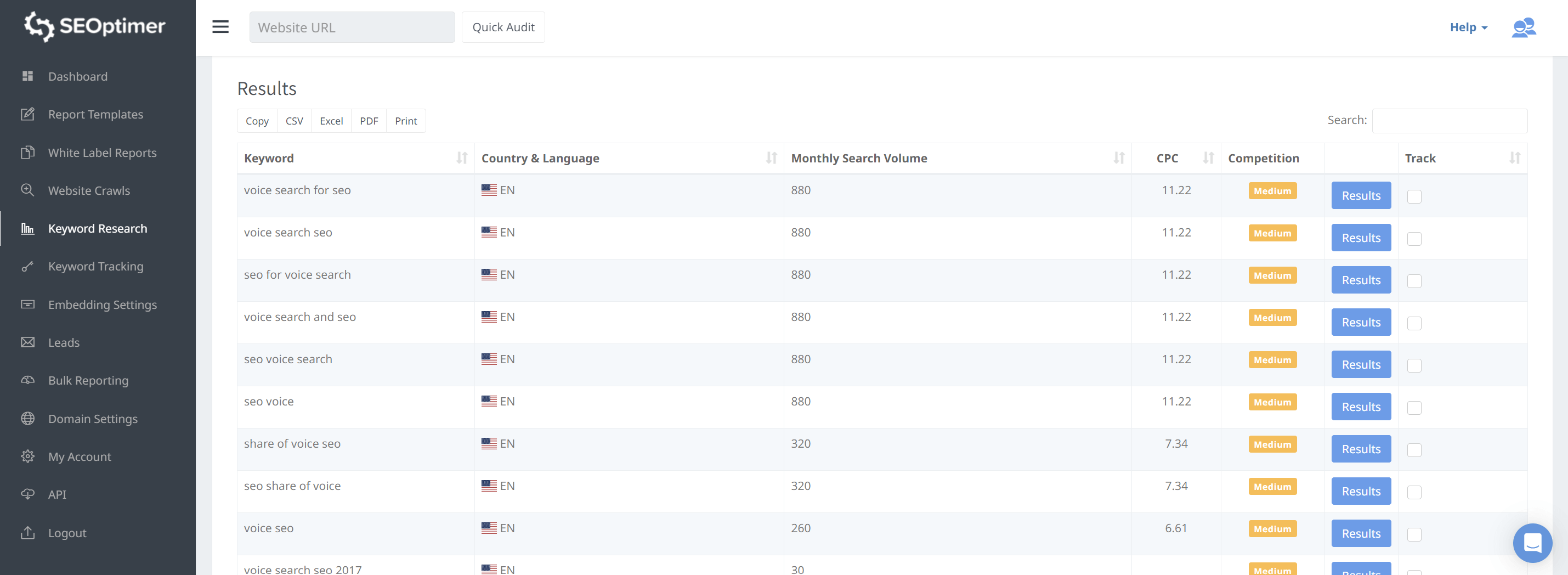 outil de recherche de mots-clés seoptimer